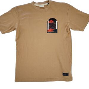 Scotch & Soda Amsterdam Couture Tan Abstract Art Graphic T-Shirt Size Small